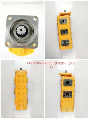 CBGJ Series Hydraulic Gear Pump CBGJ2063+2063+2032R-(2+3)14T  Triple pump Aluminum Alloy and irion Materials Yellow color Hydraulic Oil Pump for Construction Machinery